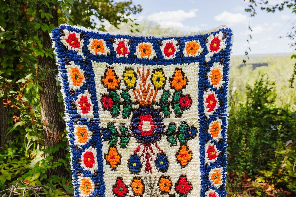 Momostenango Wool Woven Rug - Azul - Tesoros Maya