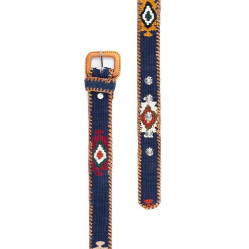 Guatemalan woven belt blue