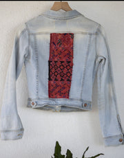 Denim Jacket with Vintage Huipil