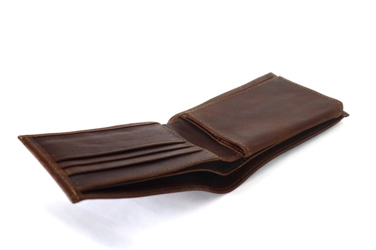 Mayan Leather Men's Wallet - Chocolate Brown - Tesoros Maya
