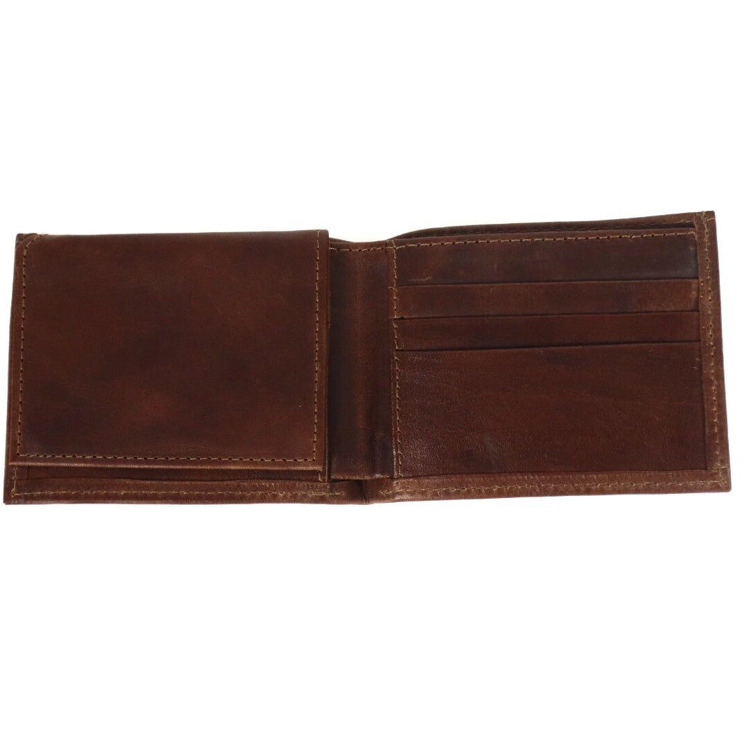 Mayan Leather Men's Wallet - Chocolate Brown - Tesoros Maya