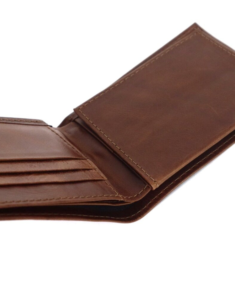 Mayan Leather Men's Wallet - Chocolate Brown - Tesoros Maya