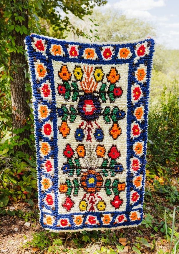 Momostenango Wool Woven Rug - Azul - Tesoros Maya
