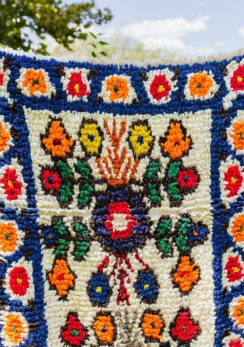 Momostenango Wool Woven Rug - Azul - Tesoros Maya