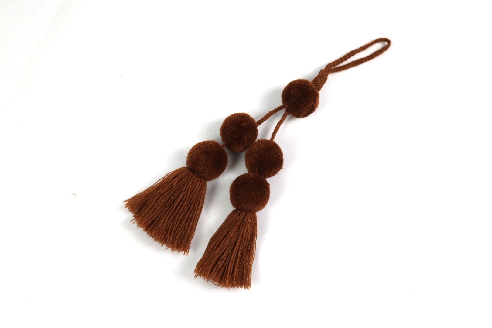 Pom Pom Charm Tassel - Brown - Tesoros Maya