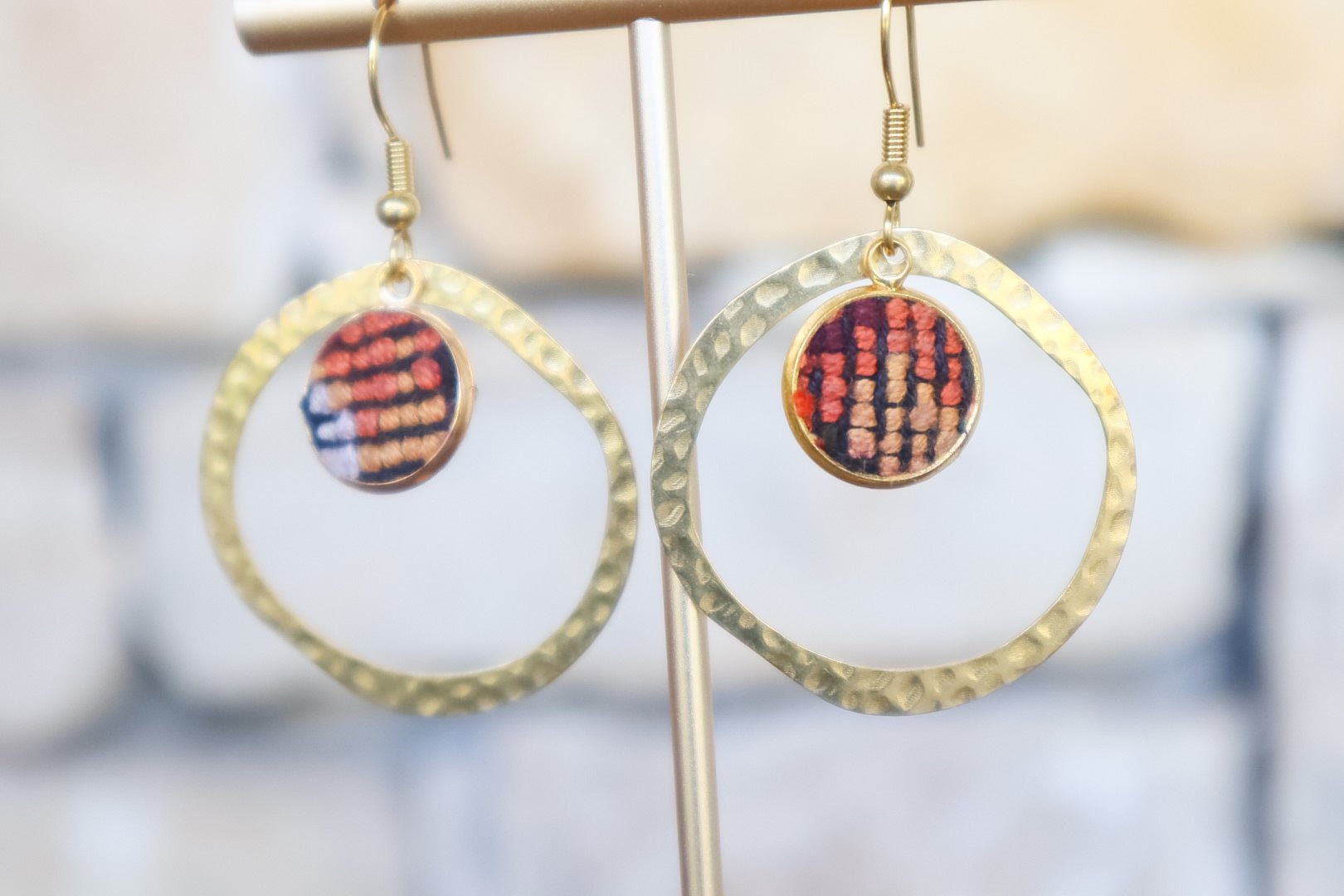 Ring Huipilito Brass Earrings -106 - Tesoros Maya