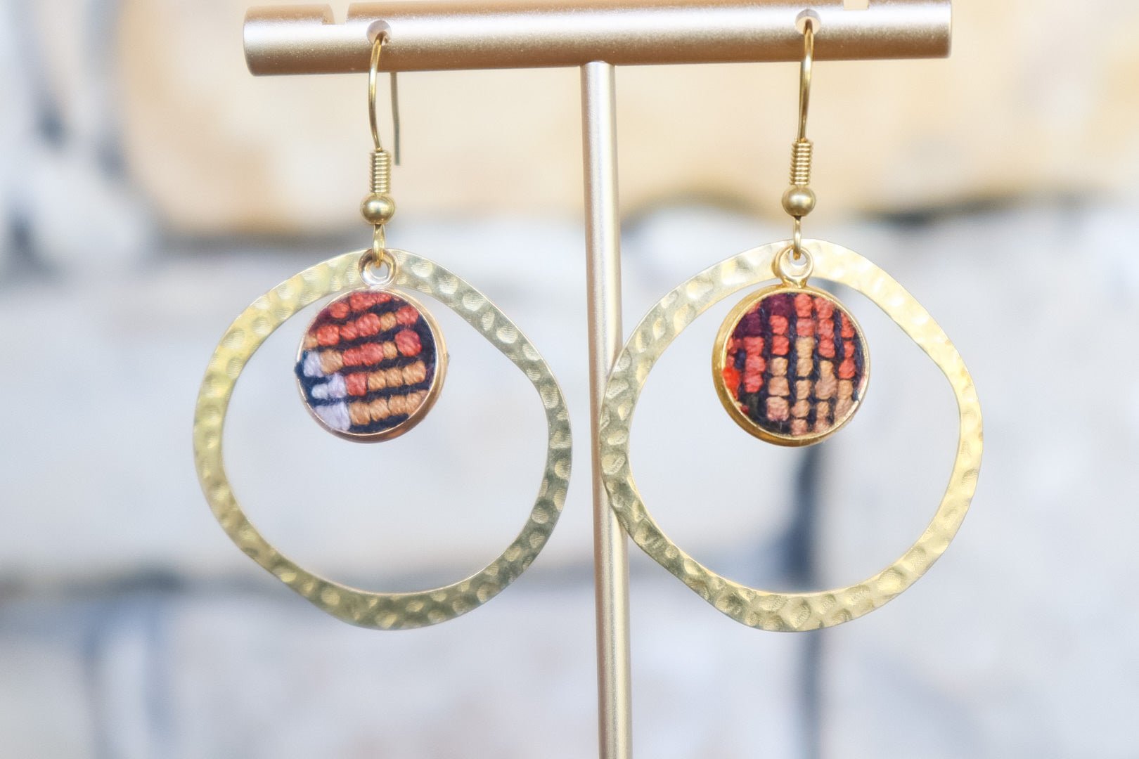 Ring Huipilito Brass Earrings -106 - Tesoros Maya