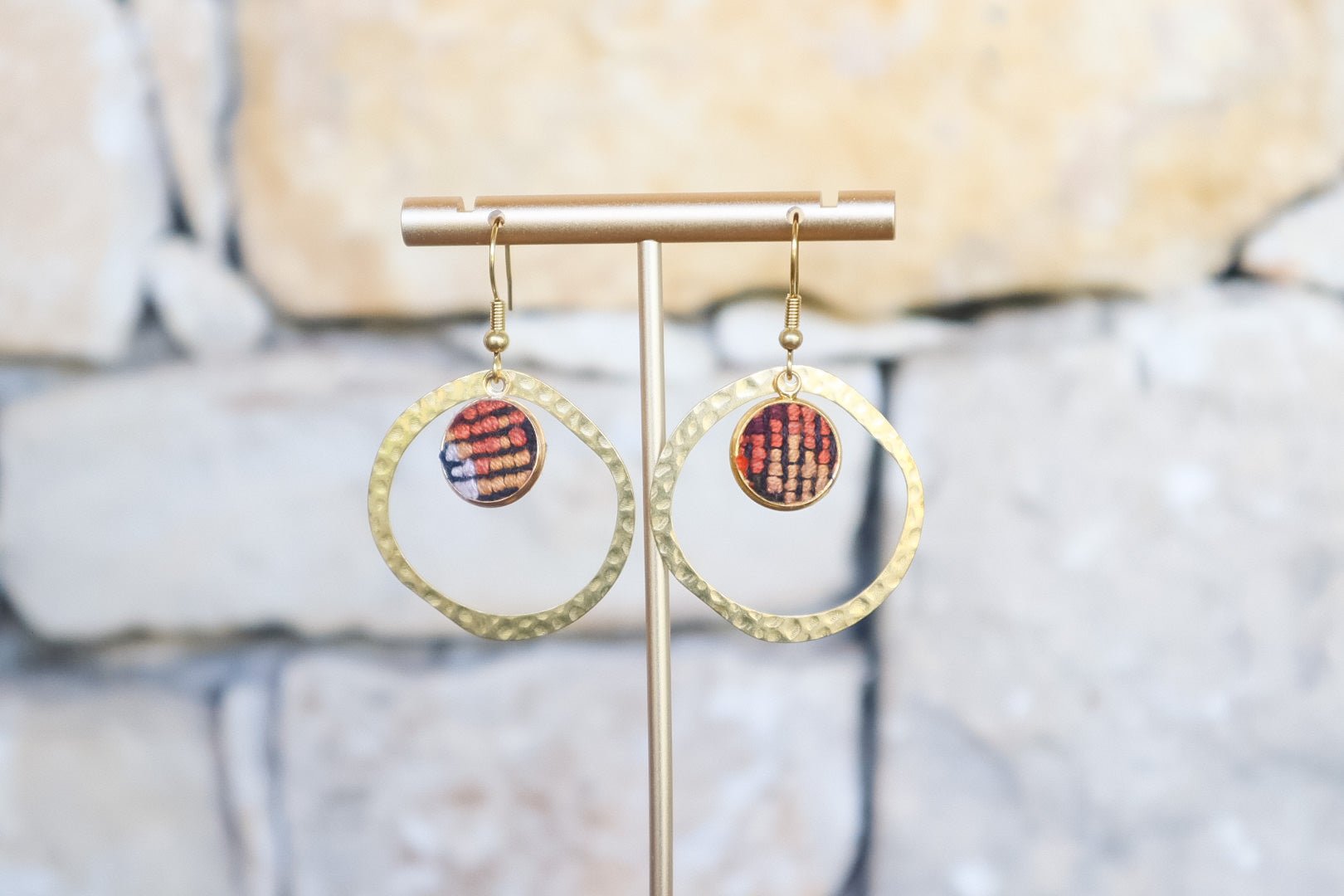 Ring Huipilito Brass Earrings -106 - Tesoros Maya