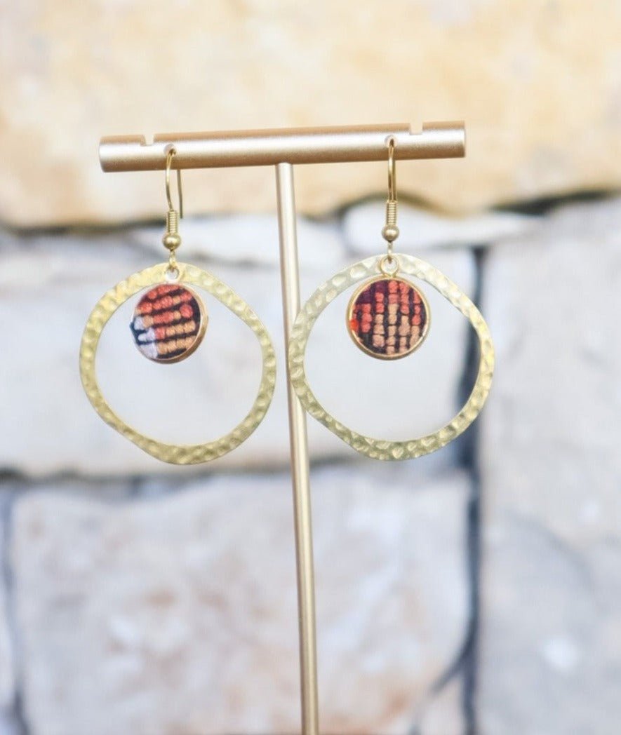 Ring Huipilito Brass Earrings -106 - Tesoros Maya