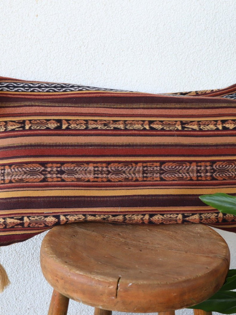 Vintage Guatemalan Corte Pillow - Rectangular No. 0388 - Tesoros Maya