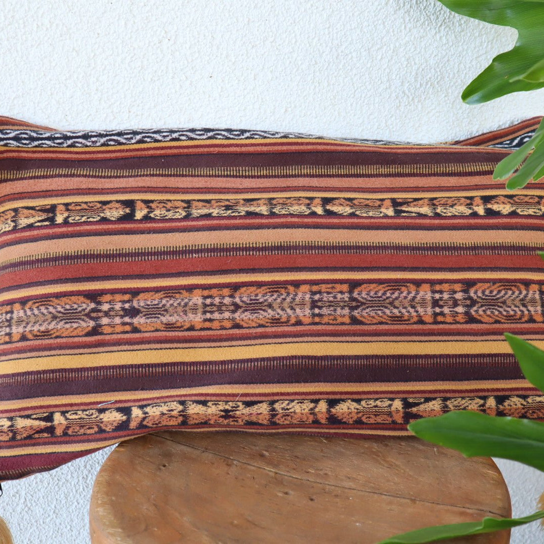 Vintage Guatemalan Corte Pillow - Rectangular No. 0388 - Tesoros Maya