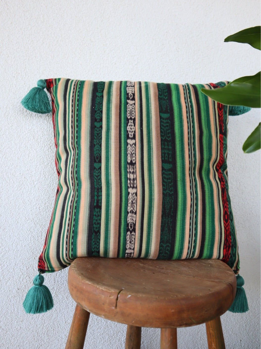 Vintage Guatemalan Corte Pillow - Square - Tesoros Maya