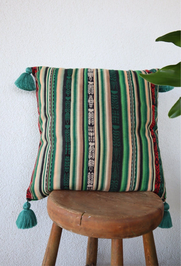 Vintage Guatemalan Corte Pillow - Square - Tesoros Maya