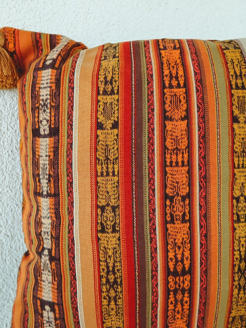 Vintage Guatemalan Corte Pillow - Square No. 497 - Tesoros Maya