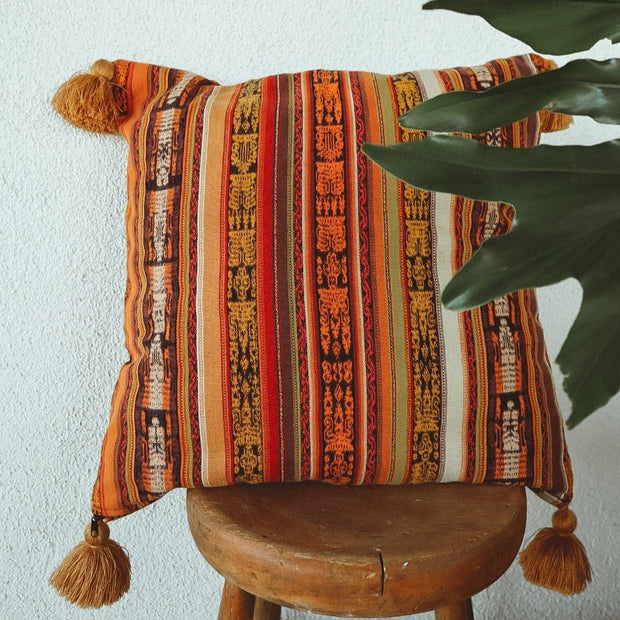 Vintage Guatemalan Corte Pillow - Square No. 497 - Tesoros Maya