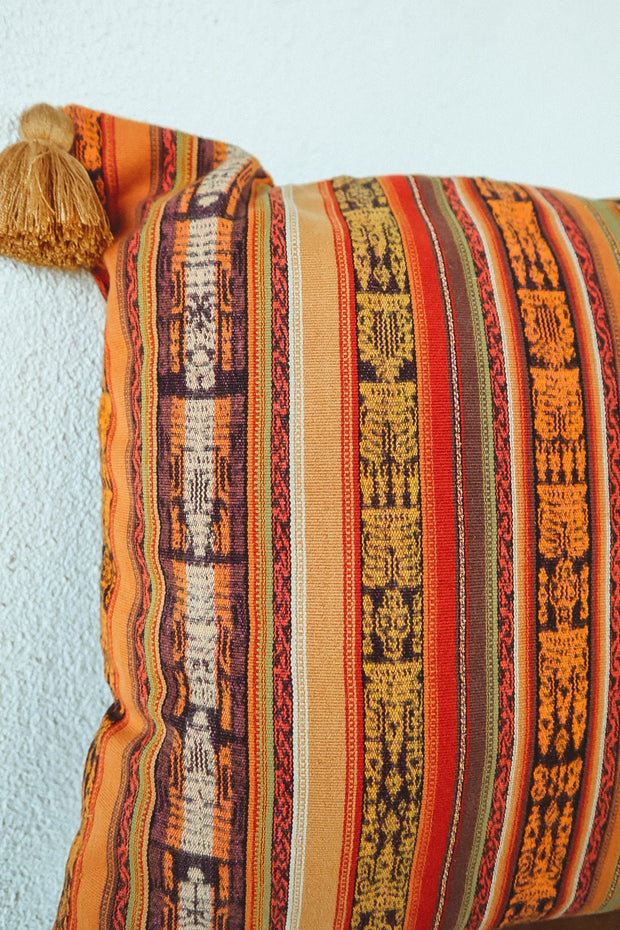 Vintage Guatemalan Corte Pillow - Square No. 497 - Tesoros Maya